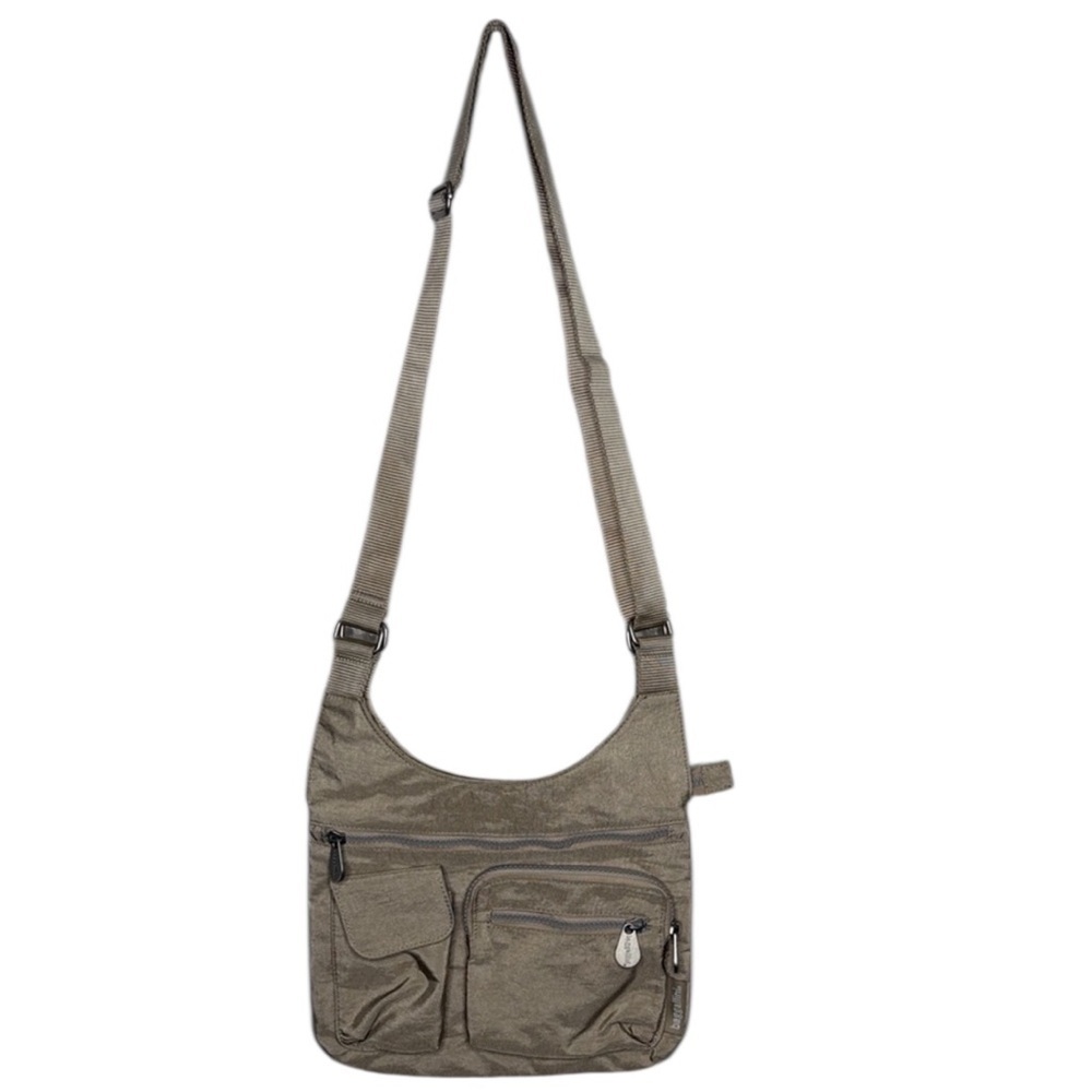 Baggallini Tan Crossbody Zippered Travel Nylon Bag